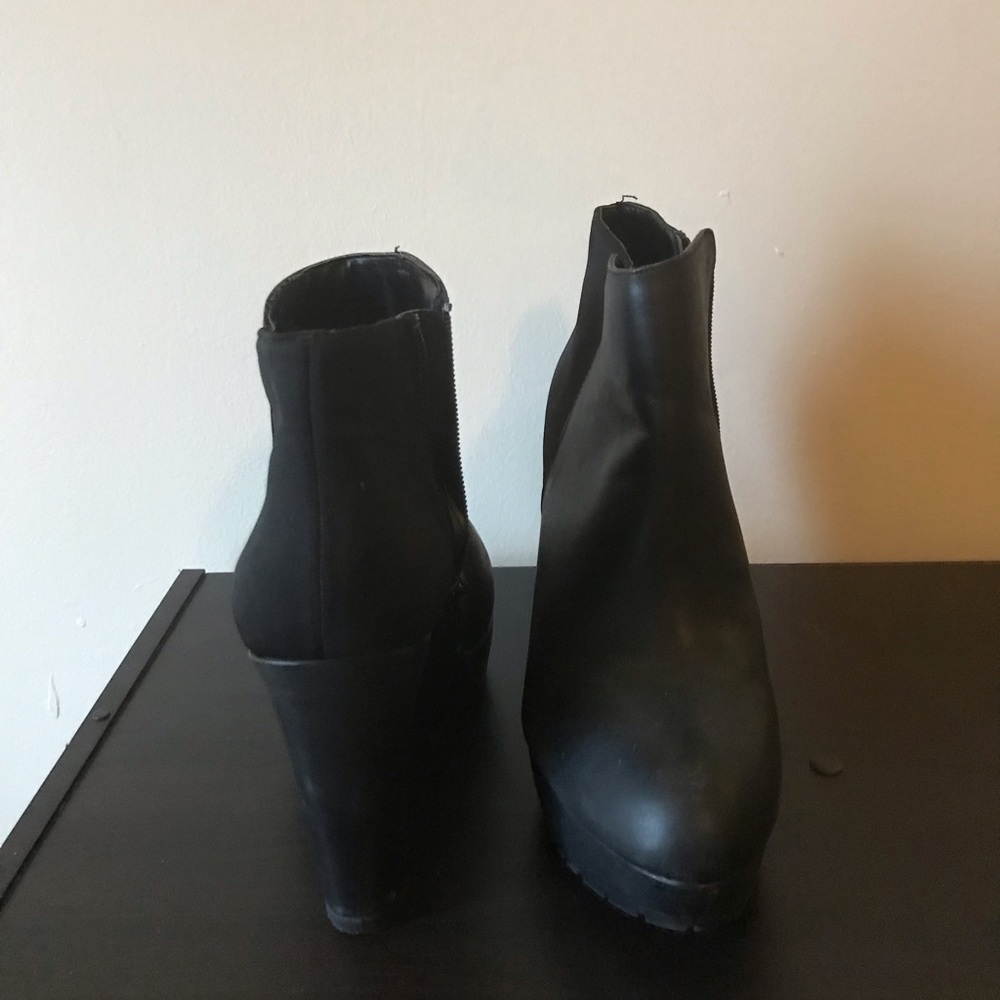 Black wedge booties